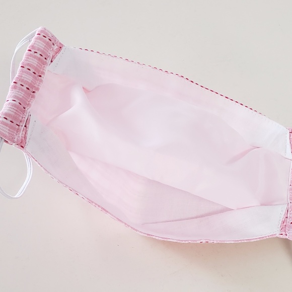 Cute Pink Plaid Full Coverage Face Mask w Pocket - Picture 5 of 8